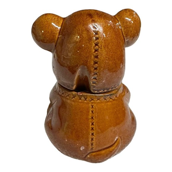 Vintage 1982 Houston Foods Ceramic Bear Honey Pot Container Jam Jar Hand Painted - Picture 4 of 13